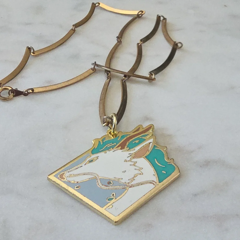 Studio Ghibli Spirited Away Haku Key Fob attached to a Vintage goldtone chain. - Picture 5 of 9